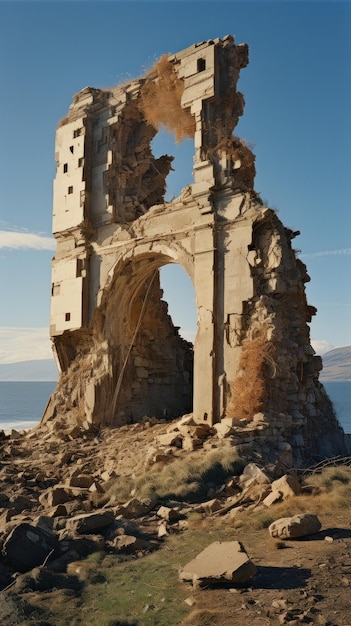 Ruínas de um antigo edifício de montanha