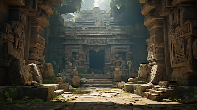 Ruínas de um antigo templo de pedra abandonado