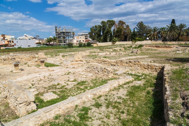 Ruínas de uma antiga cidade-reino de Kition Citium na costa sul de Chipre, em Larnaca