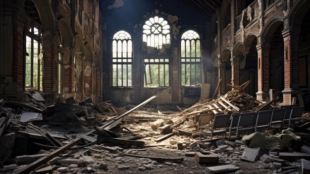 Ruínas de uma escola abandonada