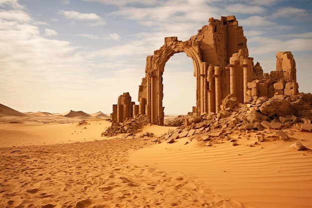 Foto ruinas en el desierto