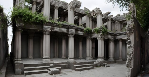 Ruínas do Apocalyse Civilizações destruídas Cidade deserta e abandonada Conflitos de guerra IA generativa