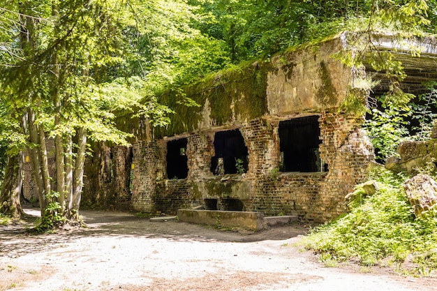 Ruinas de un edificio en la Guarida del Lobo. Antiguo cuartel general de guerra de Adolf Hitler en Polonia