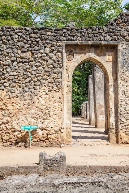 Las ruinas de Gede en Kenia son los restos de una ciudad suajili, típica de la mayoría de las ciudades a lo largo de la costa de África Oriental.