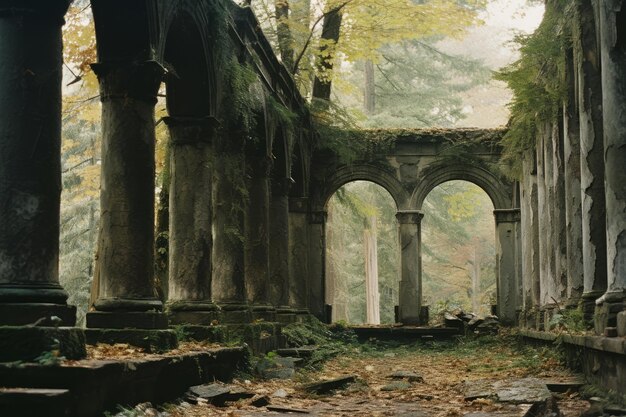 Foto las ruinas de una iglesia abandonada en el bosque