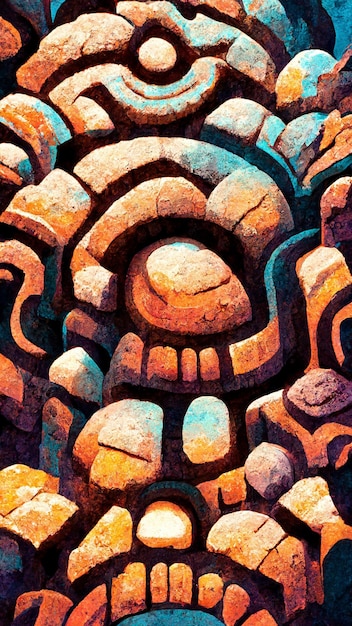 Ruinas mayas ruinas arqueológicas diseño de fondo ilustración 3D