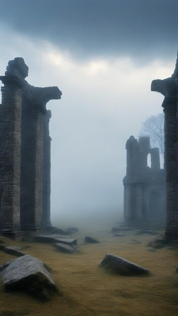 Ruinas en la niebla