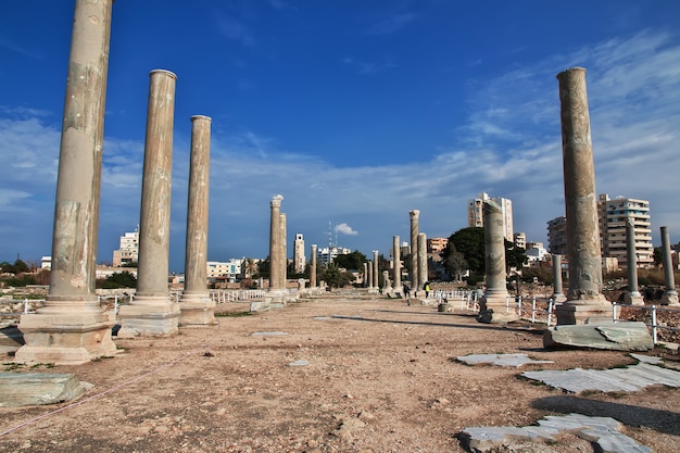 Ruínas romanas em Tyre Sour do Líbano