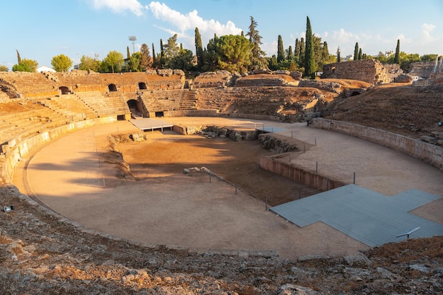 Ruinas romanas de Mérida vista del anfiteatro romano Extremadura España