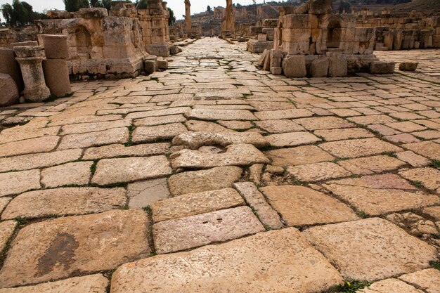 ruínas romanas na cidade jordaniana de Jerash