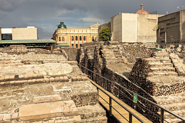 Ruinas del Templo Mayor en el centro de la ciudad de México, México