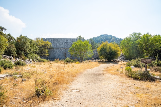 Ruinen der antiken Stadt Termessos ohne Touristen in der Nähe von Antalya in der Türkei