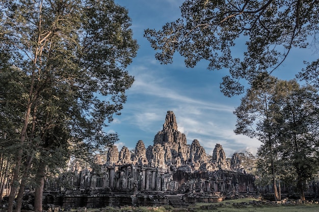 Ruinen des alten kambodschanischen Tempels unter Bäumen in Angkor-Komplex Siem Reap Kambodscha