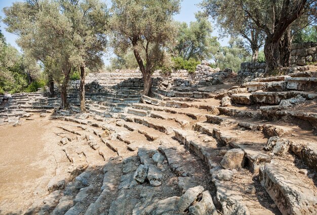 Ruinen des antiken griechischen Theaters Kedrai Sedir Insel Golf von Gökova Ägäis Türkei