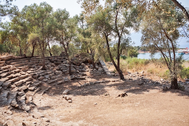 Ruinen des antiken griechischen Theaters Kedrai Sedir islandGolf von Gökova Ägäis Türkei