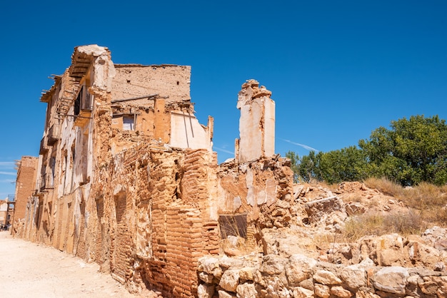 Ruinen von Belchite, Spanien, Stadt in Aragonien, das während des spanischen Bürgerkriegs vollständig zerstört wurde.