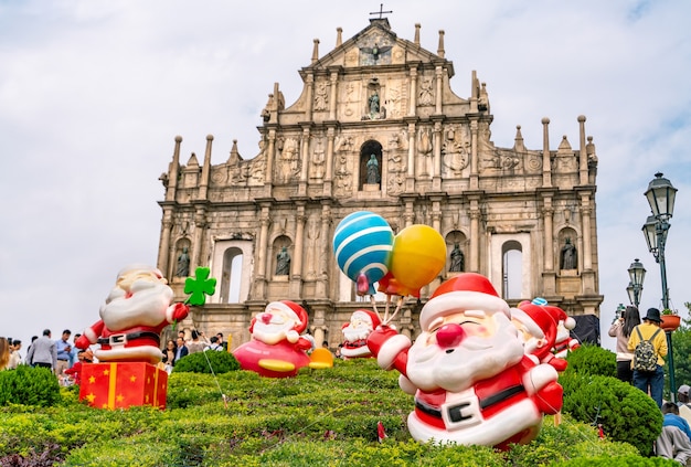 Ruinen von St. Pauls. eines der berühmtesten Wahrzeichen von Macau und fabelhaftes UNESCO-Weltkulturerbe von Drohnen.