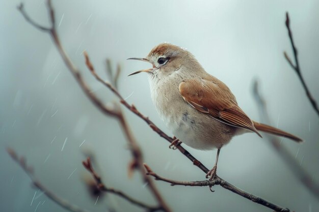 Foto un ruiseñor canta una melodía en la noche