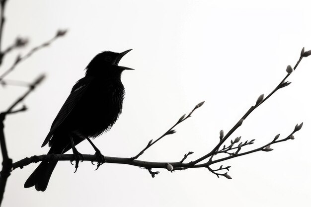 Foto un ruiseñor canta una melodía en la noche