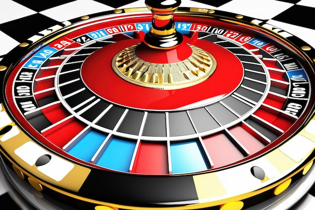 Ruleta de casino en estilo negro y rojo con efectos.