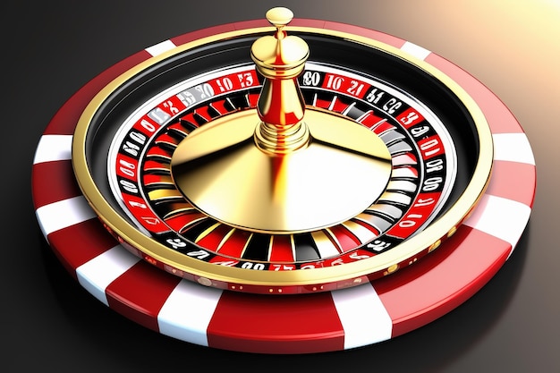 Ruleta de casino en estilo negro y rojo con efectos.