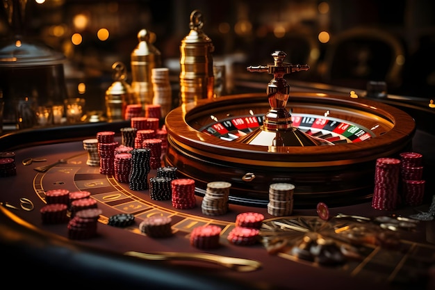 Ruleta em um casino exclusivo com detalhes em dorado Apuestas de casino