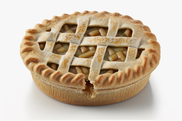 Runde Apple Pie Dessert isoliert auf einem reinen weißen Hintergrund