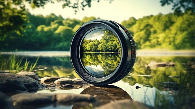 Foto runde linse am teich