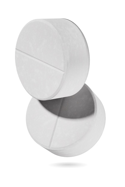 Runde medizinische Pille zwei getrennt auf Weiß