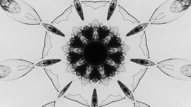 Foto runde ornament tinte mandala schwarzer rauch in zerbrochener glaskugel schriller symmetrischer entwurf auf licht