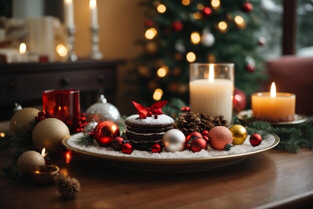 Foto runde umweltfreundliche weihnachtskomposition