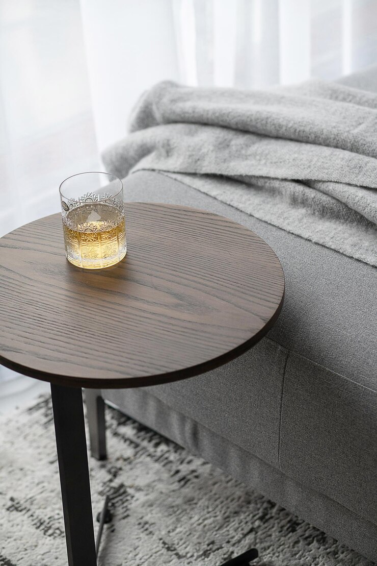 Foto runder holz-seitentisch