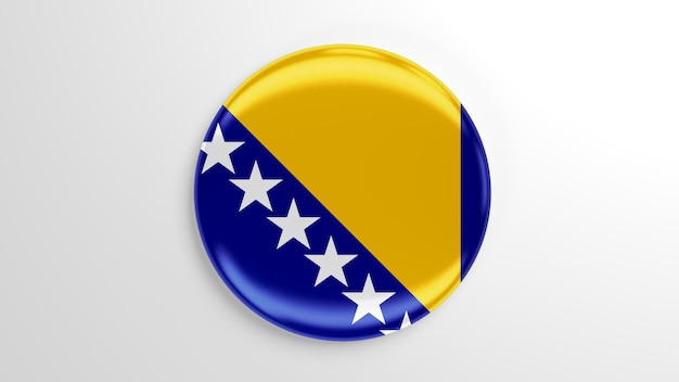 Foto runder pin bosnien und herzegowina flagge 3d-darstellung