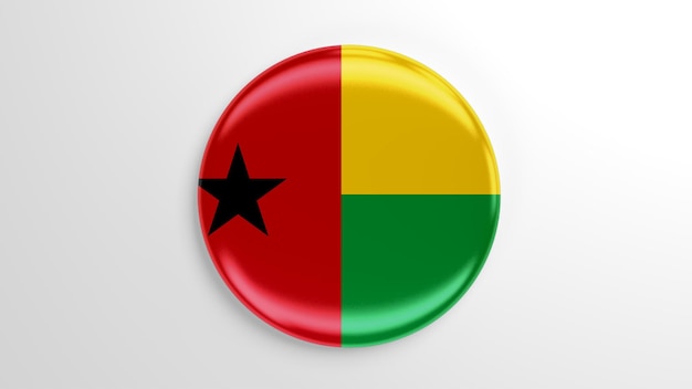 Runder Pin Guinea-Bissau-Flagge 3D-Darstellung