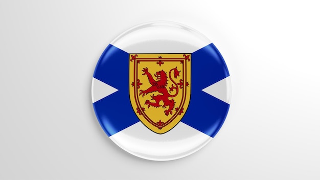 Runder Pin Nova Scotia Flag 3D-Darstellung