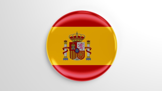 Runder Pin Spanien-Flagge 3D-Darstellung