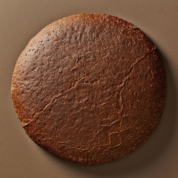 Rundes Brot aus einem Pumpernickel-Tee-Kuchen, isoliert auf einem einfachen Hintergrund