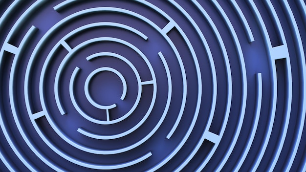 Rundes Labyrinth blaues Thema von oben aus