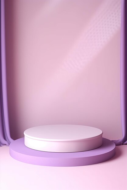 Rundes Podium auf hellviolettem Hintergrund, Lavendel- und Fliederfarben, monochromatischer Hintergrund, generativ