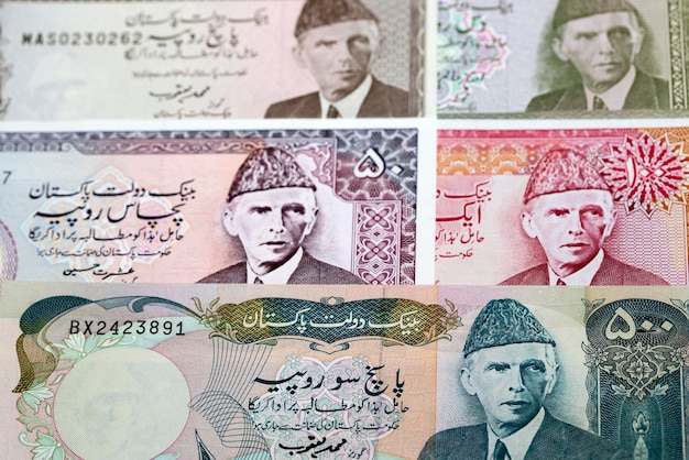 Rupias paquistanesas antigas um fundo de negócios
