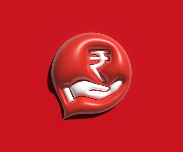 Rupie-Symbol speichern. Indische Rupie zur Hand. Banken, Investitionen und Finanzen 3D-Symbol.