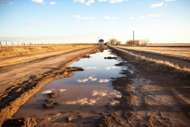 Rural Road Reflections Dirt Autofoto auf der Straße