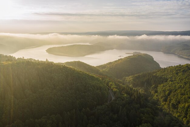 Rursee am Morgen, Eifel Deutschland