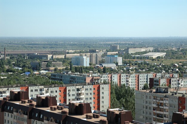 Rusia. La ciudad de Volgogrado. Una especie de ciudad desde la altura del vuelo de los pájaros.