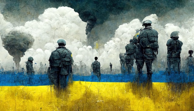 Rússia vs Ucrânia metáfora guerra conflito ilustração arte fundo banner