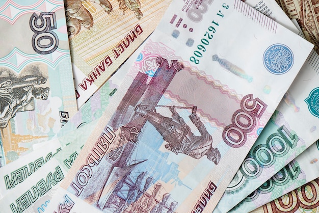 Russische Banknoten Nahaufnahme