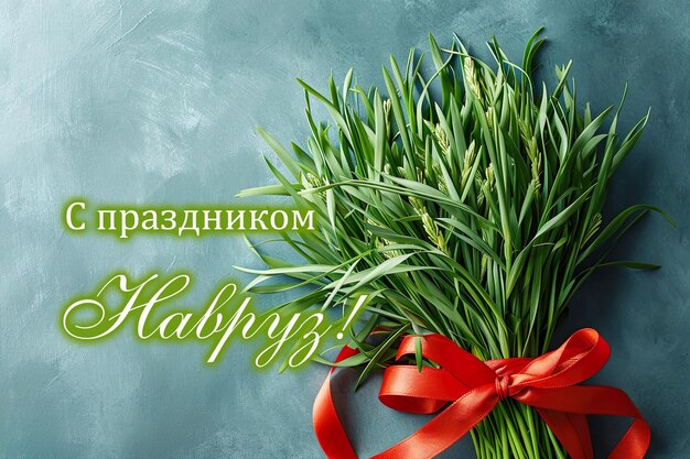 Foto russischer text navruz grüner weizen gras frühling neues jahr neues jahr frühlingsfeier natur erwachen