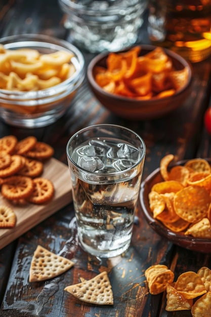 Russischer Wodka mit Snacks Generative KI