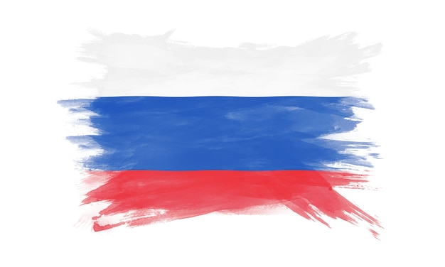 Foto russland flagge pinselstrich, nationalflagge auf weißem hintergrund