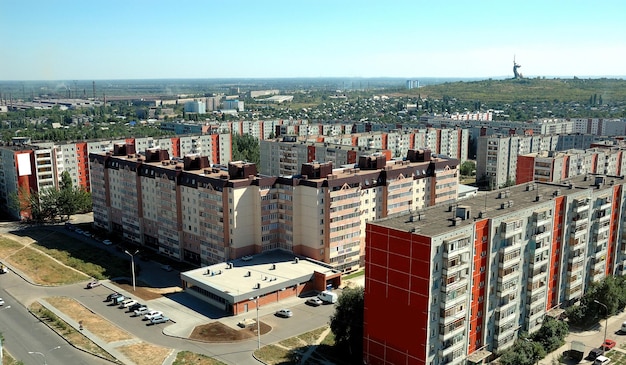 Russland freundlich auf die Stadt Wolgograd aus der Höhe